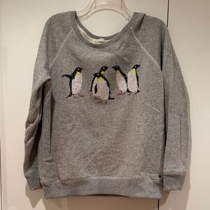 Sequins penguin gray sweatshirt still fuzzy like brand new
